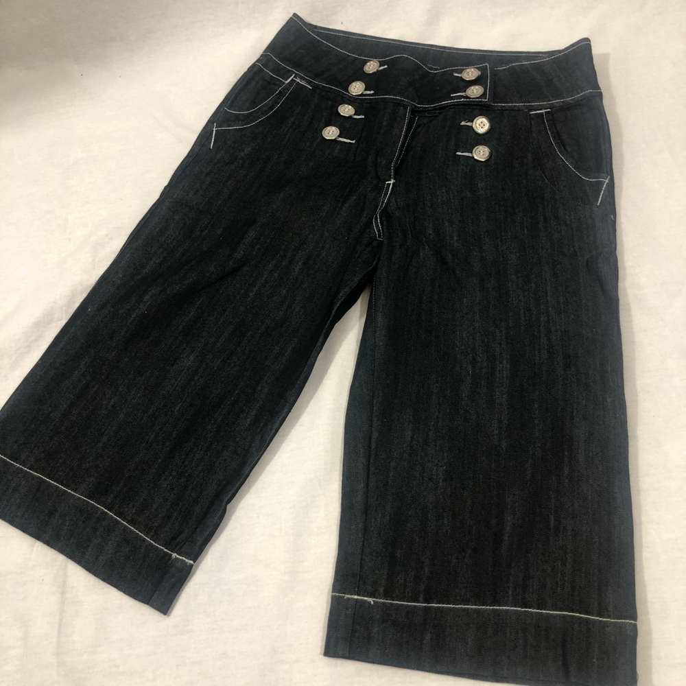 Denim sailor style capris